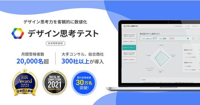 受検者数30万人を突破！ChatGPTの普及などAI時代に重要な【創造力】【共感力】を数値化する「デザイン思考テスト」の導入急増中