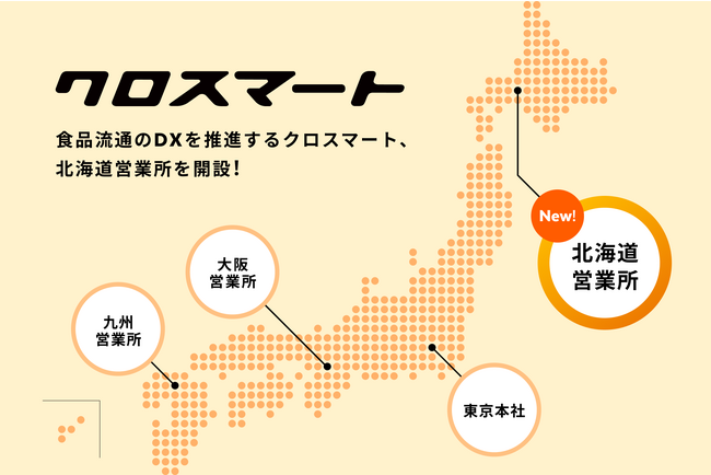 食品流通のDXを推進するクロスマート、北海道営業所を開設