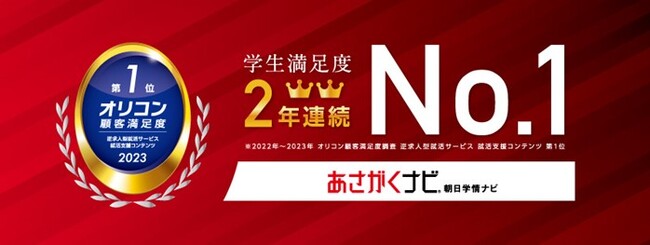 「あさがくナビ」が2年連続で、オリコン顧客満足度調査「就活支援コンテンツ」第1位に選出！