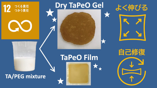 よく伸び自己修復・形状記憶する新素材を“ごみゼロ”で調製することに成功