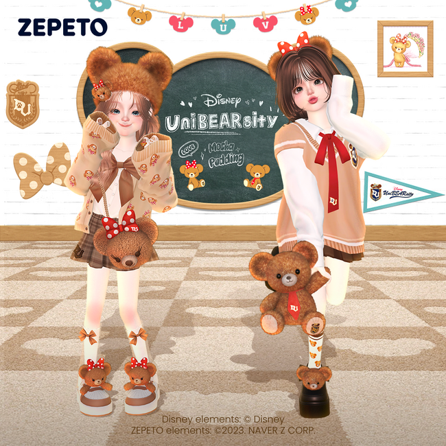 秋を先取りした「UniBEARsity」のアバターファッションがZEPETOでリリース！さらにアイテムをまとったアバターのムービーが全国のディズニーストアの店頭スクリーンでもオンエア！