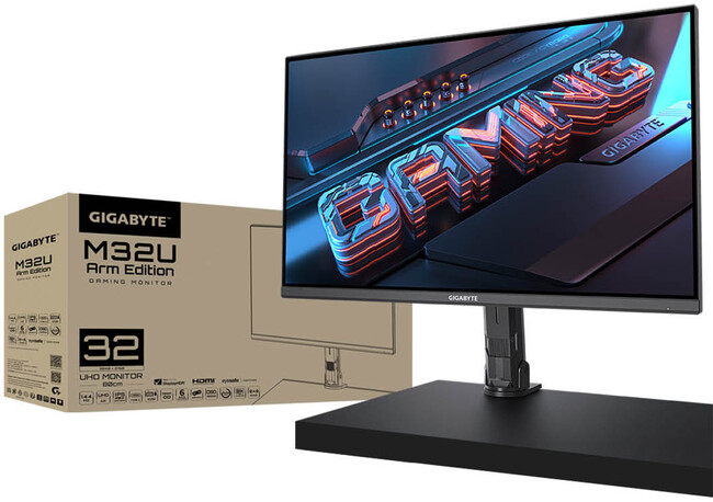 GIGABYTEから31.5インチ UHD モニターアーム一体型液晶ゲーミングモニター発売