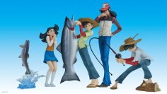 連載開始から50周年を迎える矢口高雄氏の代表作『釣りキチ三平』。同作の主人公『三平三平』、そして、『鮎川魚紳』、『ユリッペ(高山ユリ)』がフィギュアとなって登場！！