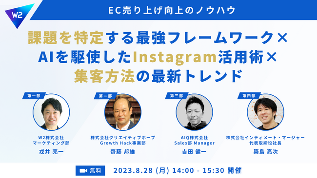 クリエイティブホープ社、W2株式会社主催セミナー『【EC売り上げ向上のノウハウ】 課題を特定する最強フレームワーク×AIを駆使したInstagram活用術×集客方法の最新トレンド』に登壇！