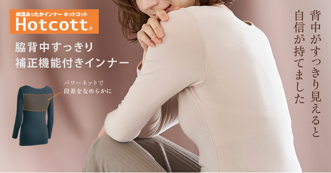 累計販売枚数1,400万枚（※1）の綿混あったかインナー「Hotcott（ホットコット）(R)」シリーズ初の補正機能付きタイプが登場！　8月24日（木）より新発売