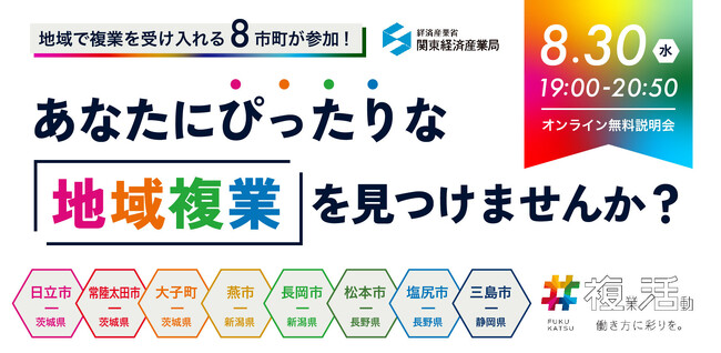 パソナJOB HUB　複業人材の力で地域中小企業等の課題解決と事業成長を支援『#複活プロジェクト』 複業希望者向け説明会 8月30日開催