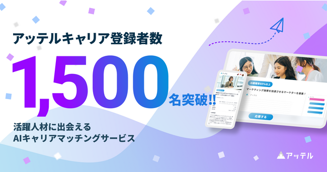 AIを活用した人材採用サービス「アッテルキャリア」の登録者数が1500名を突破