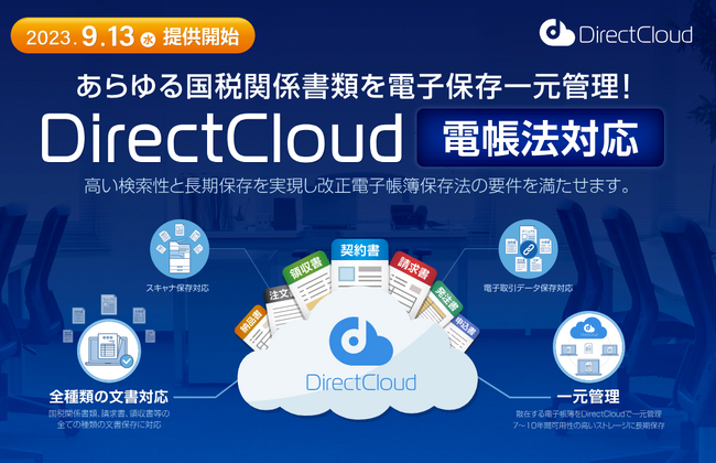 あらゆる国税関係書類を電子保存し一元管理！「DirectCloud 電子帳簿保存法対応」を提供開始　　　