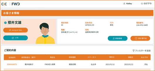 FWD生命、営業支援システム「Customer Intelligence Center（CICシステム）」を募集代理店へ提供