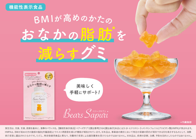 おなかの脂肪(＊1)を減らすグミ？！「ベアーズサプリ」新発売！
