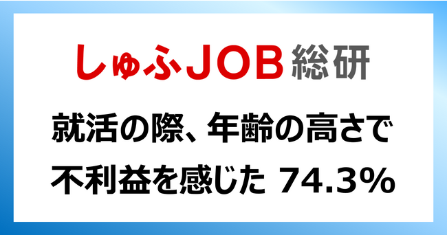 就活の際『年齢の壁』を感じるか？ 年齢高くて不利益「感じた」74.3％／年齢で不利益「感じたことない」12.9%／理想の引退年齢「65歳以上」72.4%