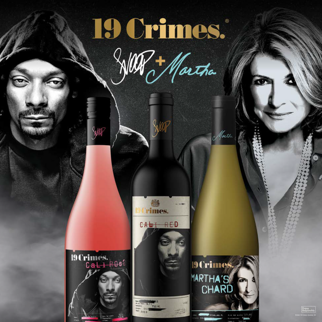 常識破りなワイン「19 Crimes.」が日本初上陸 米国のエンターテイナー スヌープ・ドッグ ライフスタイル界のカリスマ マーサ・スチュワートとのコラボレーションワインを 9月1日（金）より販売！