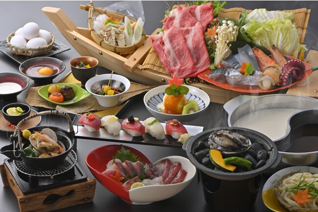 オリーブ牛、瀬戸内あわび、紅葉鯛と生鰹　秋の味覚をフルコースでご用意　休暇村讃岐五色台、「さぬきの特選会席～秋～」を9月1日より提供開始　～屋島の源平合戦をモチーフに、２色の彩で演出～