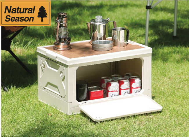 キャンプを盛り上げるNatural Season秋の新商品3点を発売「サイドドア付きウッドトップコンテナ」、「連結できるフード付き寝袋」「難燃加工アウトドアブランケットポンチョ兼用　収納袋付き」