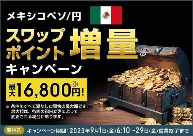 【セントラル短資FX】メキシコペソ/円のスワップポイントを増量!!!!