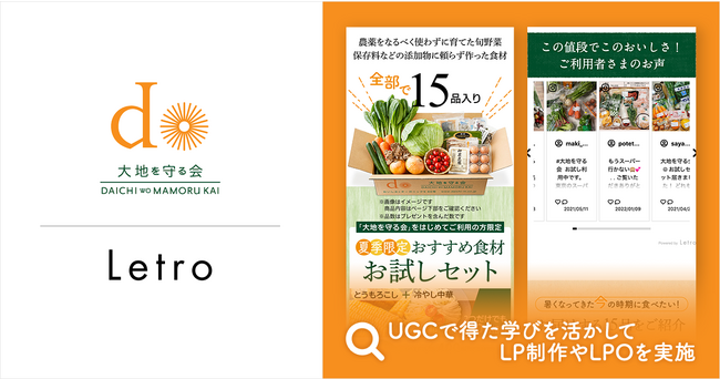 Letro、オイシックス・ラ・大地「大地を守る会」の新規獲得LPの制作・運用を支援Letro制作のLPは、既存LPと比較してCVR平均1.4倍に向上