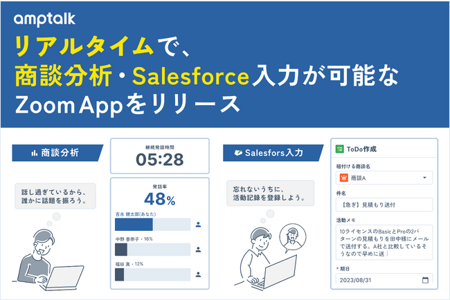 商談分析ツール「アンプトーク」、リアルタイムで商談分析、Salesforce入力が出来るZoom Appをリリース