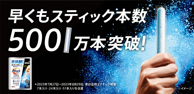 「そのままポンと入れるだけでラク」「キレイに落ちた」という感動の声続出！「アタック ZERO パーフェクトスティック」が発売約1カ月で累計出荷スティック本数*1　5001万本突破