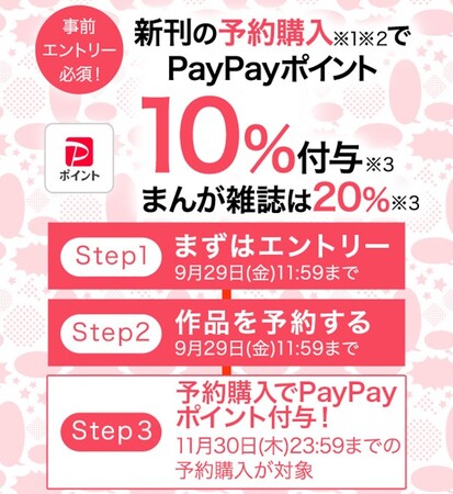 PayPayポイントが最大20％戻ってくる！ebookjapan新刊予約購入キャンペーン