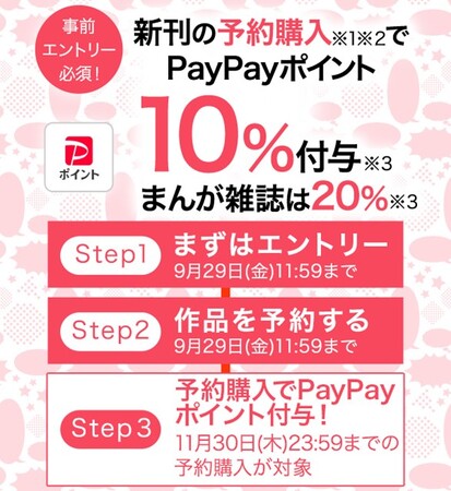 PayPayポイントが最大20%戻ってくる!ebookjapan新刊予約購入キャンペーン