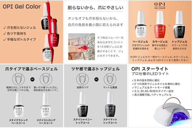 OPIより「爪を削らないジェルネイル」OPIジェルカラーを一般発売。9月1日よりAmazon、楽天市場の公式ショップにて