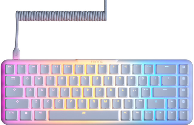 Fnatic Gear社製、高耐久PBTダブルショットキーキャップを採用した65％ゲーミングキーボード「STREAK65 LP WHITE US」を発表