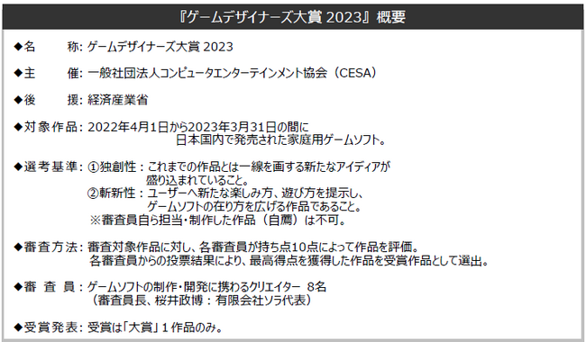 審査員長の桜井氏が受賞作品を発表！ゲームデザイナーズ大賞 審査員8名が決定！大賞は9月21日(木)幕張メッセ イベントステージで発表