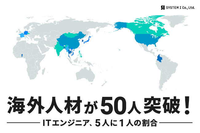 外国籍のITエンジニアが50人を突破、5人に1人の割合
