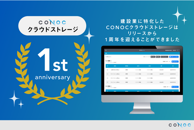 CONOC、書類や写真を管理・共有できる建設業特化型のCONOCクラウドストレージがサービス開始1周年