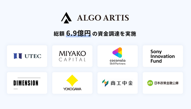 ALGO ARTIS、総額約6.9億円の資金調達を実施