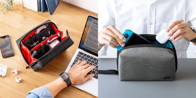 大容量でNintendo Switchの収納にも対応したガジェットポーチをブラックとグレーの2色を9月7日に発売
