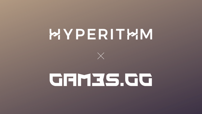 Hyperithm、ブロックチェーンゲームエコシステム「GAM3S.GG」に出資
