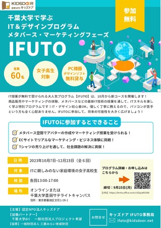 認定NPO法人キッズドア　 ＜女子高校生対象＞IT＆デザインプログラム【IFUTO】の参加者を募集