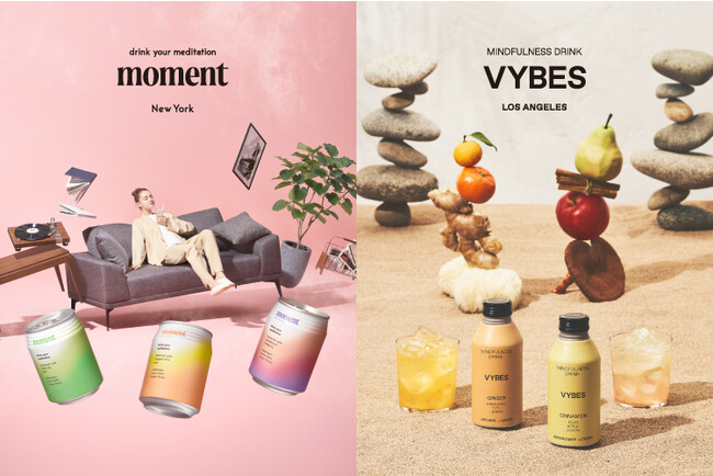 【日本初上陸！】NY発リラクゼーションドリンク「moment」・LA発マインドフルネスドリンク「VYBES」が新宿マルイ 本館で期間限定販売！