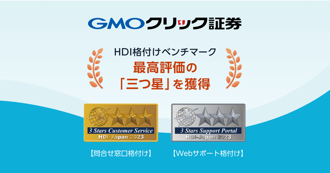 GMOクリック証券：HDI格付けベンチマーク「問合せ窓口」、「Webサポート」の両部門で最高評価の「三つ星」を獲得