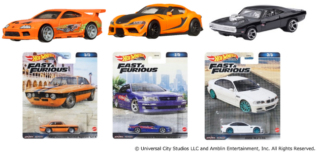 世界No.1のミニカーブランドHot Wheelsから、人気のカーアクション映画『ワイルド・スピード』シリーズに登場する車種を再現した新作が登場！