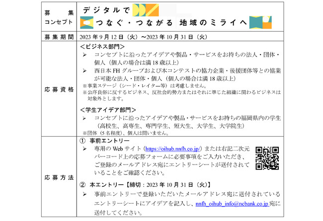 「第4回 西日本FHビジネスコンテスト ～OPEN INNOVATION HUB～ 」開催およびアイデアの募集開始について