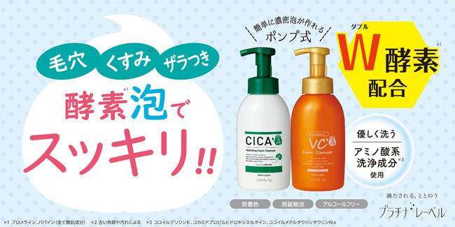 泡でたっぷり450ｍL　酵素を配合した贅沢に使える泡洗顔料を発売