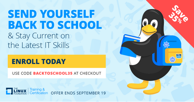 新学期の始まりをTuxと一緒に : オンラインコース・認定試験が35%割引に ー 9月20日8:59AM (日本時間) まで