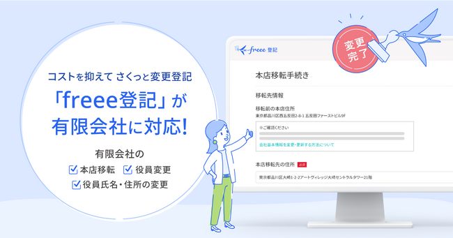freee登記、新たに有限会社の変更登記に対応