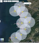 真穴地区基地局配置場所/電波到達イメージ 真穴地区基地局配置場所/電波到達イメージ