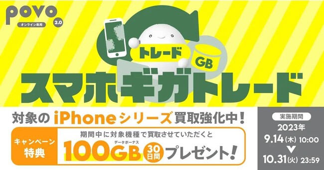 povo2.0、スマホ買い取りで100GB増量や、eSIMの新規加入キャンペーンなど開催