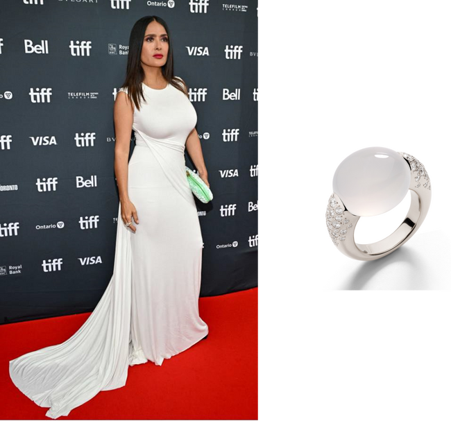 サルマ・ハエックがポメラートのジュエリーをまとい第48回トロント国際映画祭に登場