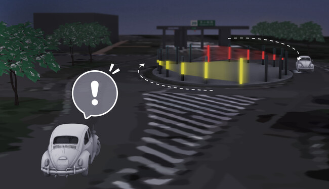 高速道路における、デザインや光を活用した新しい交通誘導システムの実証実験を開始