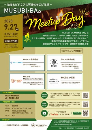 南⿂沼イベント【第３弾】“地域とビジネスの可能性を広げる場” MUSUBI-BA Meetup Day Vol.3 開催！