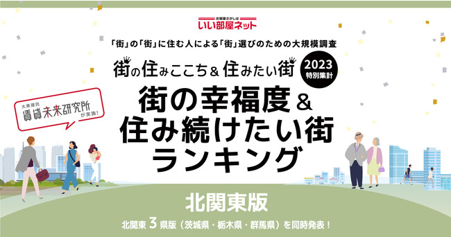 いい部屋ネット「街の幸福度 ＆ 住み続けたい街ランキング２０２３＜茨城県版＞」（街の住みここちランキング特別集計）発表