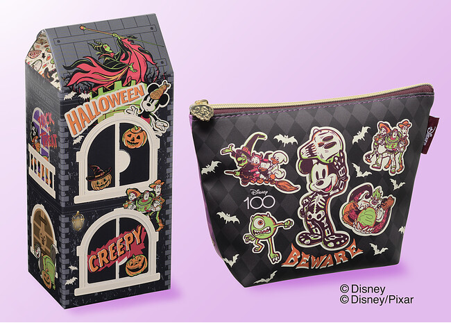 【銀座コージーコーナー】ディズニー100テーマでデザインしたハロウィン限定焼菓子を、リユースできるポーチやBOXとセットで９月１日(金)から販売中！