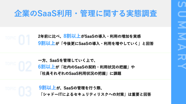【情報システム部門 SaaS管理の実態調査】8割以上が2年前に比べ、SaaS導入数増加を実感。一方で6割以上が「社内のSaaSの契約・利用状況の把握」に課題の声