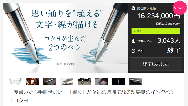 クラウドファンディングにて目標金額5400％超を記録した筆記具＜コクヨWPシリーズ＞の抽選販売と先行販売を開始