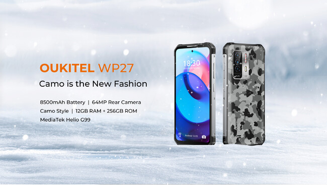 Oukitel WP27、シックな迷彩スタイルと軽量デザインで輝く